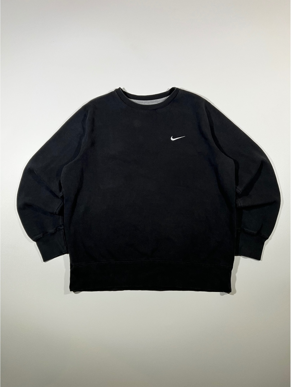 Nike Fleece Crewneck Sweatshirt Mens XL Black Embroidered Swoosh Basic Pullover